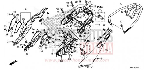 COUVERCLE LATERAL/PORTE-BAGAGE ARRIERE (CRF1000A2/AL2/D2/DL2) CRF1000A2J de 2018